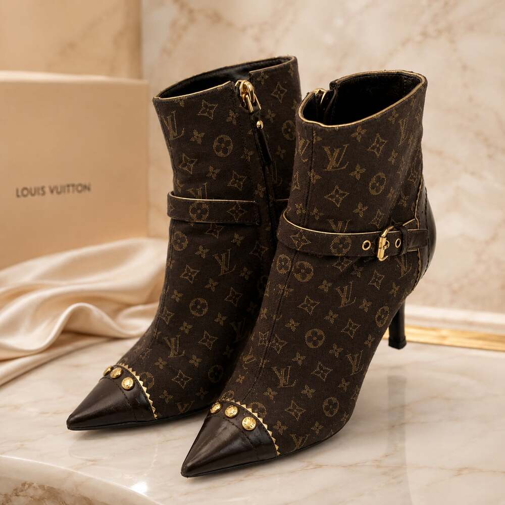 Louis Vuitton Mimosa Monogram Mini Lin Canvas Ankle Boots